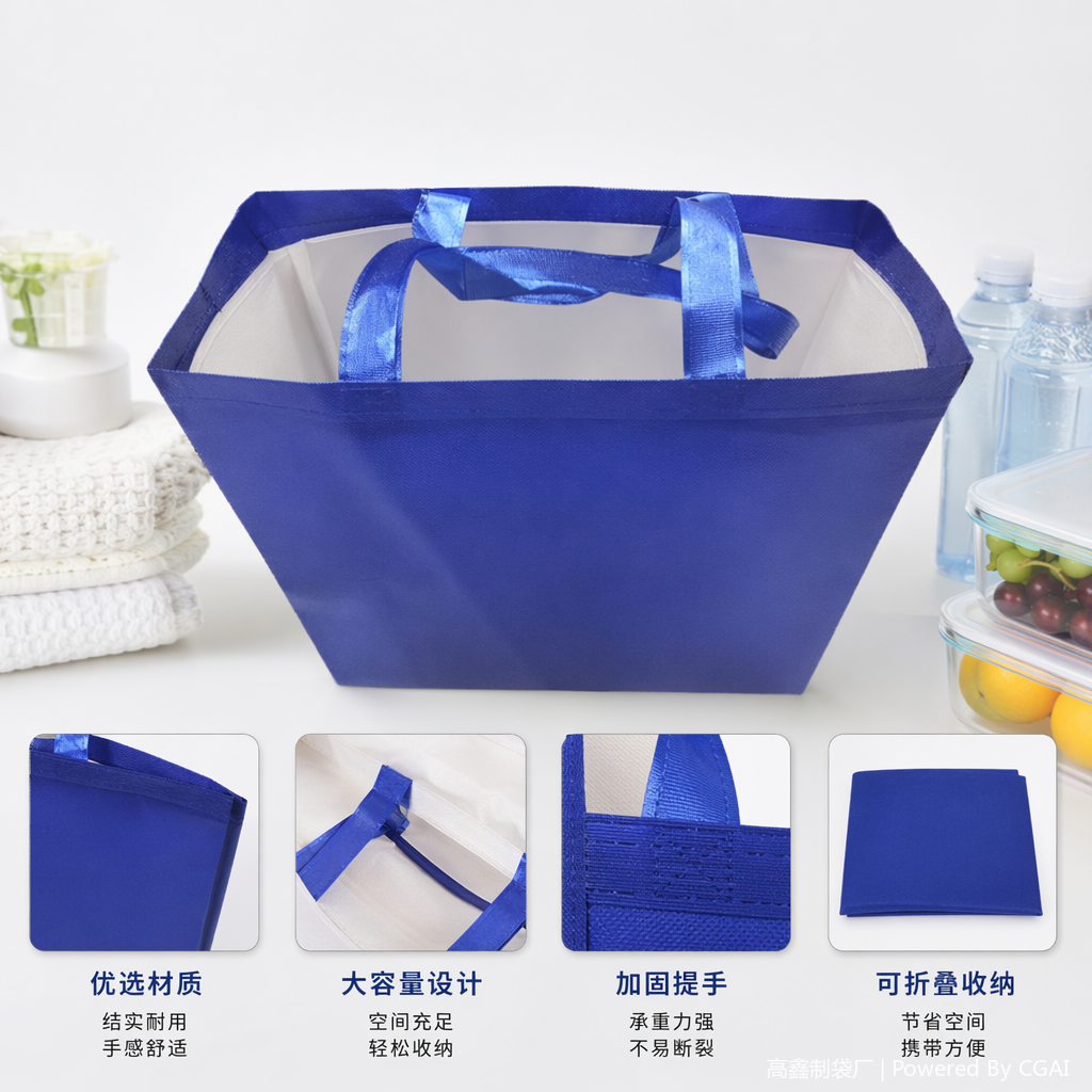 蓝色透明塑料手提袋礼品打包袋 30×40cm
