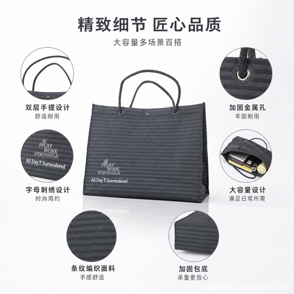 灰色条纹透明塑料手提袋礼品打包袋