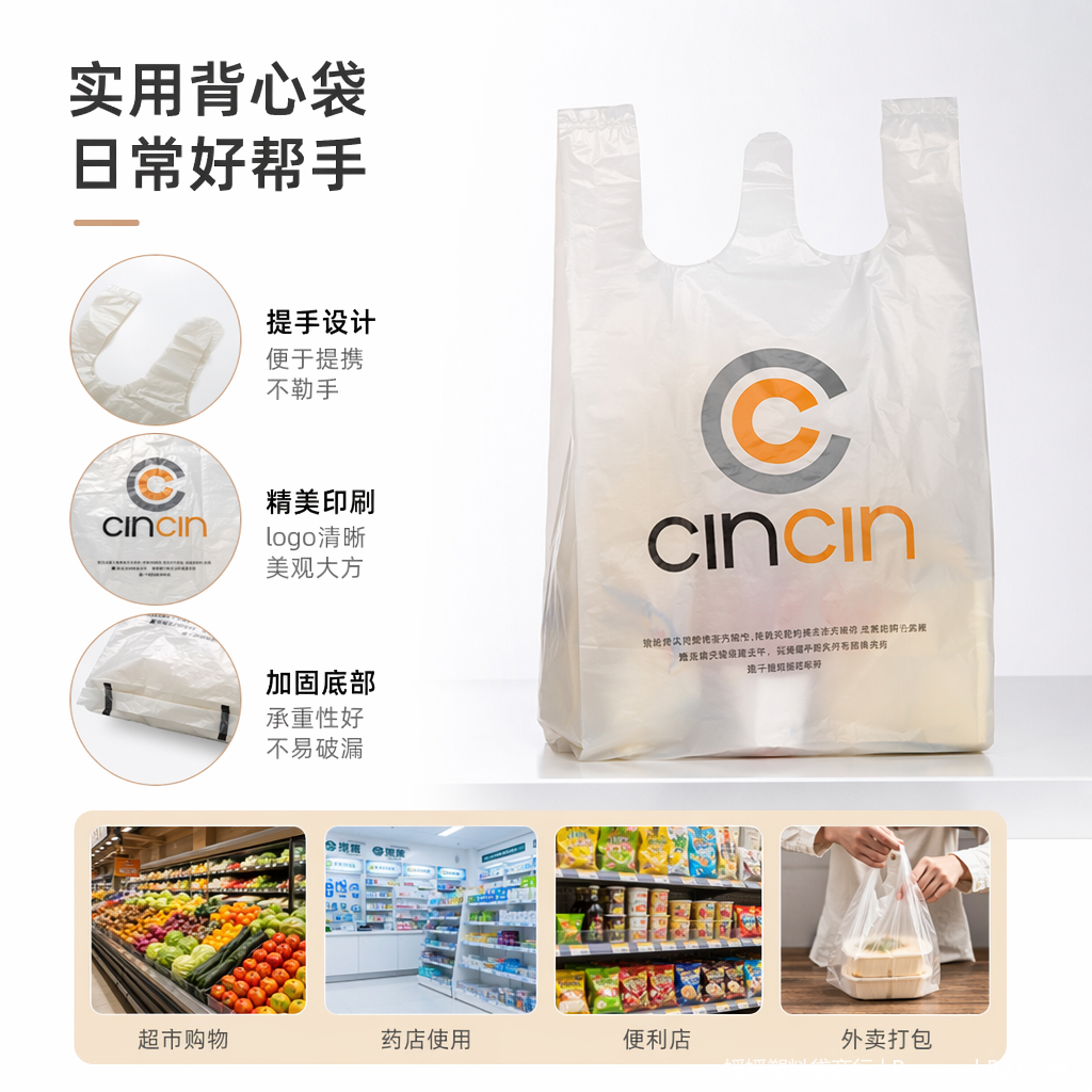 cincin off-white square OPP plastic clothing bag and underwear packaging bag