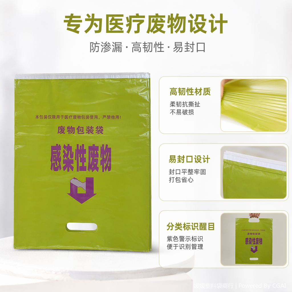 Environmentally friendly thickened green plastic vest bag, supermarket takeout packaging hand-held packaging bag