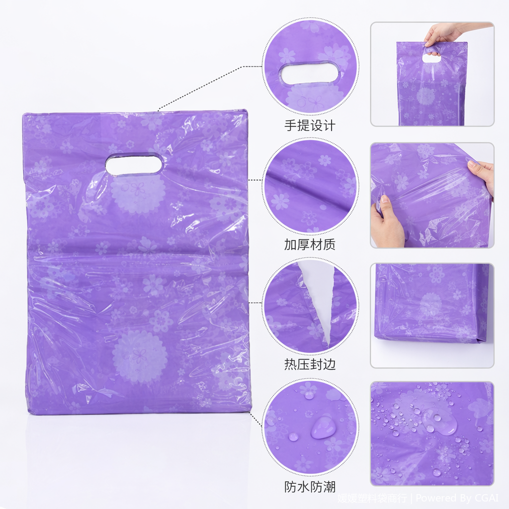 Purple square OPP plastic clothing bag and underwear packaging bag