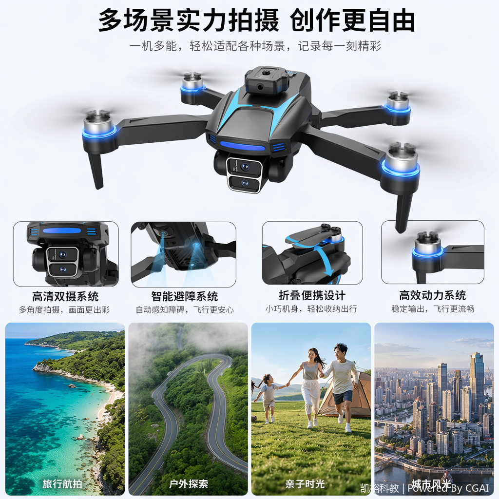 نظام Fozac بدون طيار المحكم بشاشة، نمط الحفاظ على الارتفاع، Wifi FPV (تبديل عدسات مزدوجة)، تنظيم التحكم عن بعد