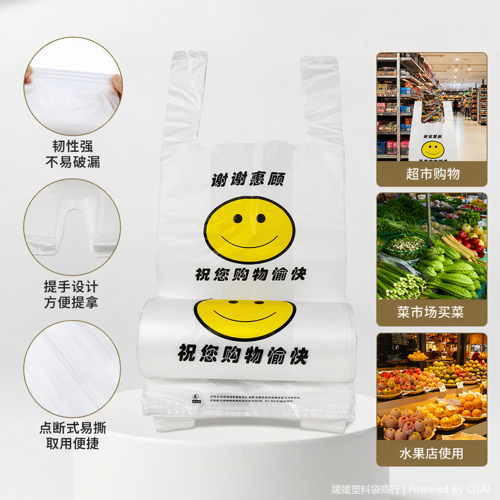 White PVC self-sealing bag printed with yellow smiley face English pattern, OPP aluminum foil self-standing type