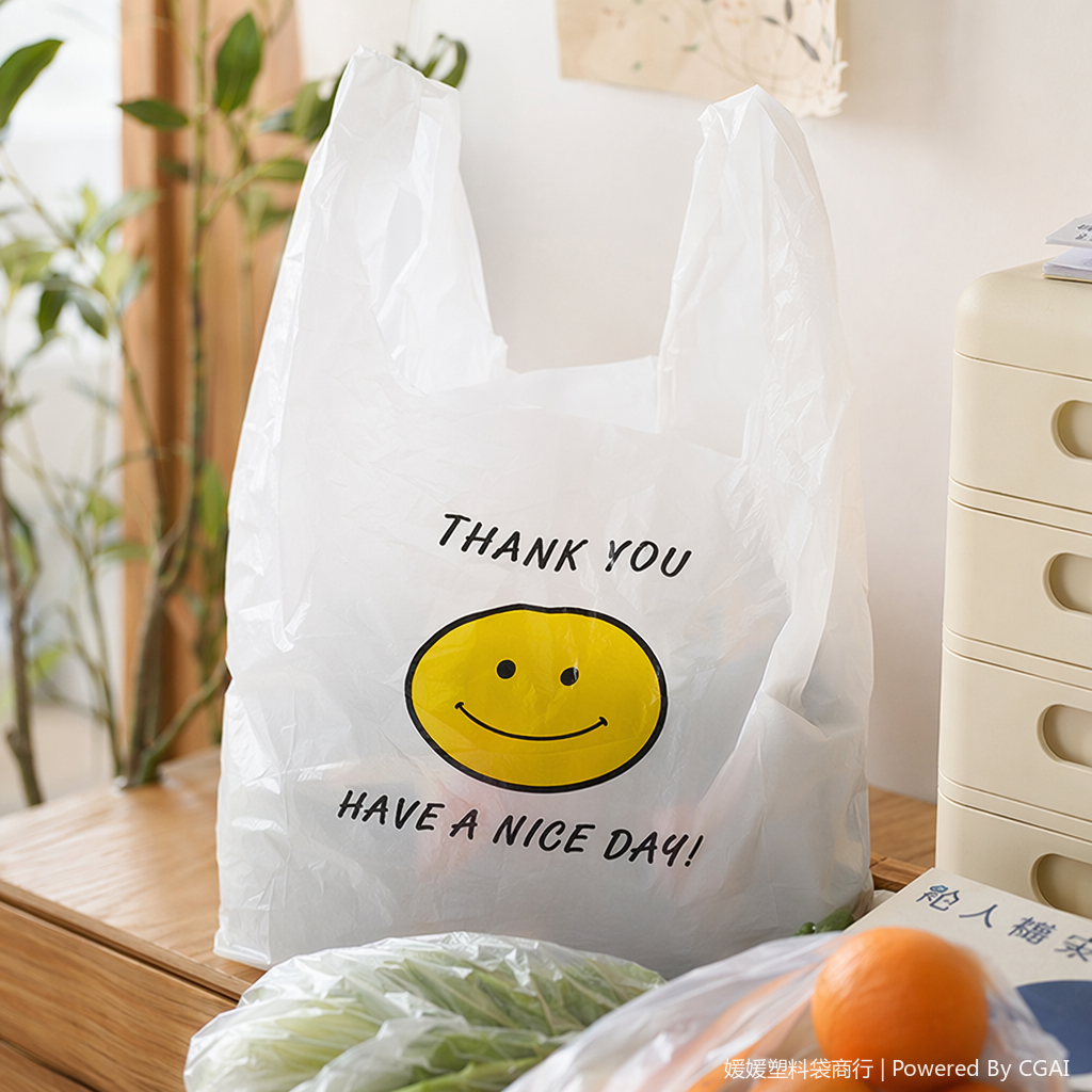 White PVC self-sealing bag printed with yellow smiley face English pattern, OPP aluminum foil self-standing type details Picture