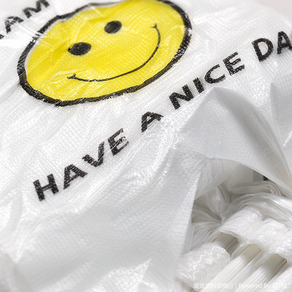 White PVC self-sealing bag printed with yellow smiley face English pattern, OPP aluminum foil self-standing type Application Scenario