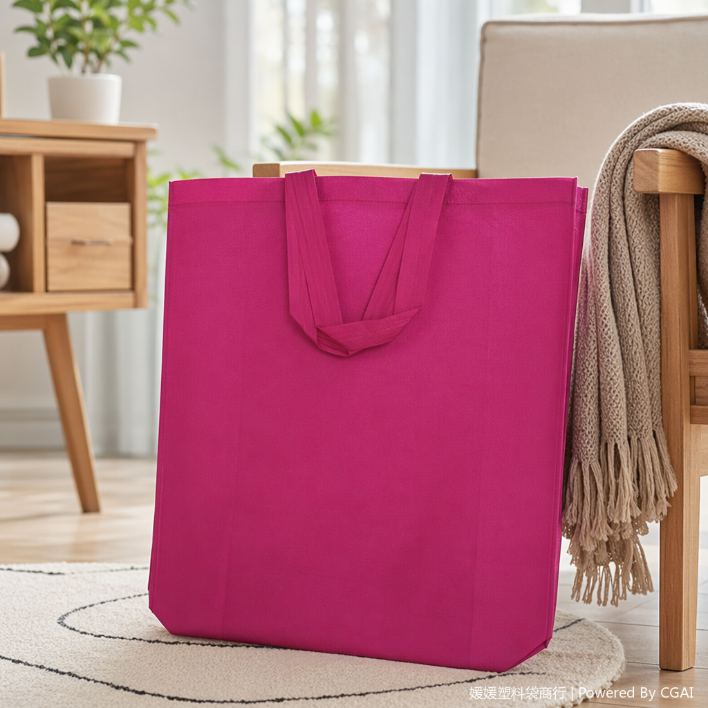 Pink transparent plastic hand-held gift bag, 10-piece hand-held packing bag details Picture