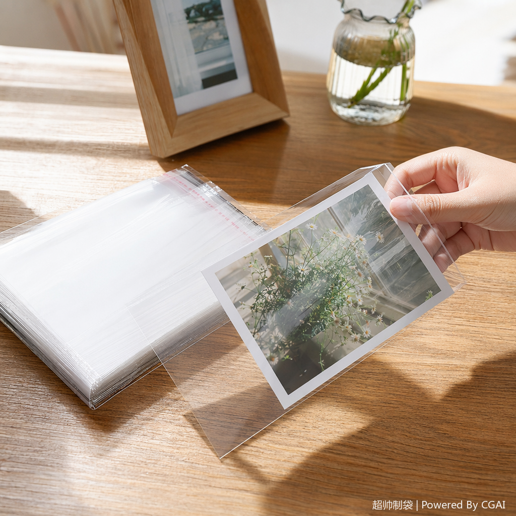 Transparent OPP long strip self-adhesive plastic self-sealing bag, PVC aluminum foil self-standing packaging bag, opp bag details Picture