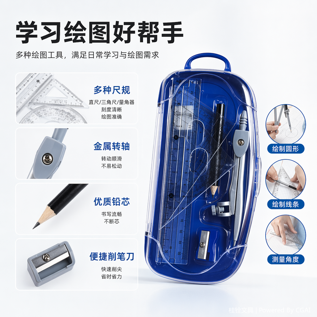 彩色学生文具套装五件套小学全套学习用具文具盒