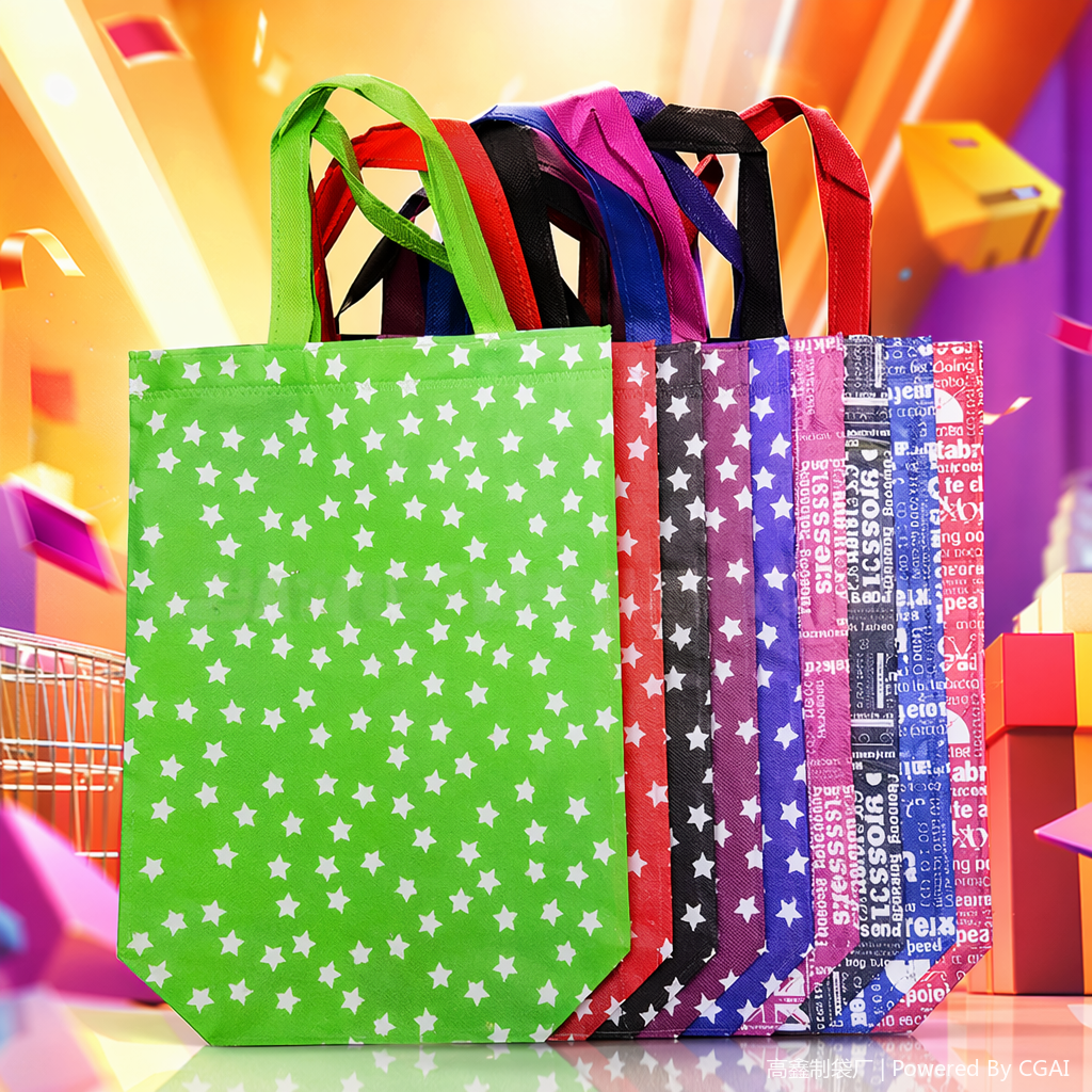 Colorful striped transparent plastic handbags, gift bags and packing bags Specification image