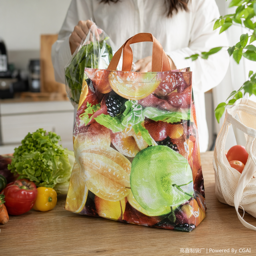 Customized large drawstring woven bags made of non-woven fabric details Picture