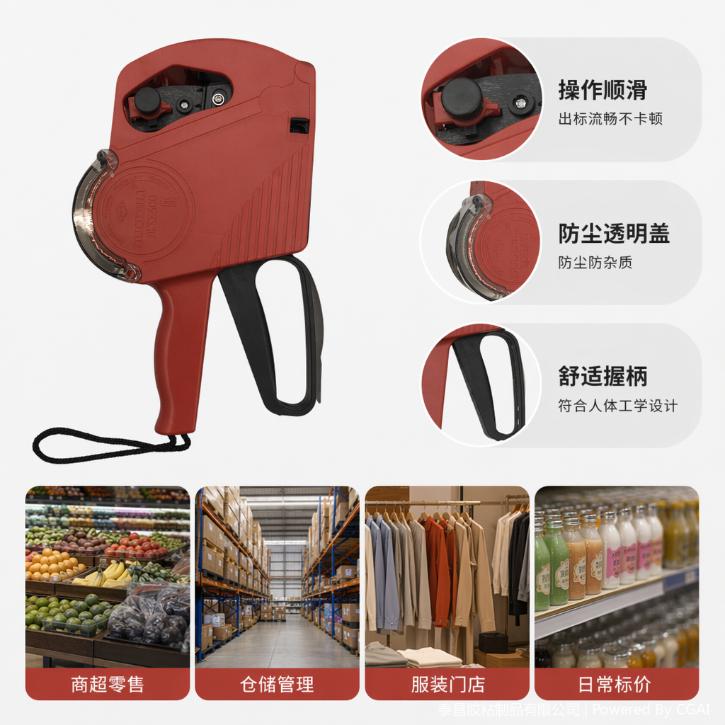 红色手持条码打印机热敏便携标签机水性纸专用