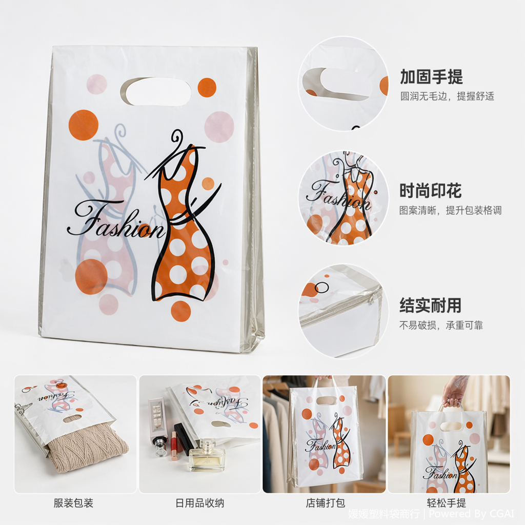 White polka dot plastic hand-held shopping bags, underwear, clothing and express delivery packaging bags White polka dot plastic hand-held shopping bags, underwear, clothing and express delivery packaging bags