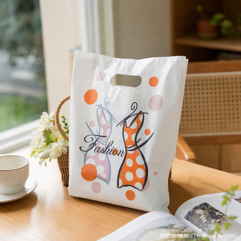 White polka dot plastic hand-held shopping bags, underwear, clothing and express delivery packaging bags details Picture