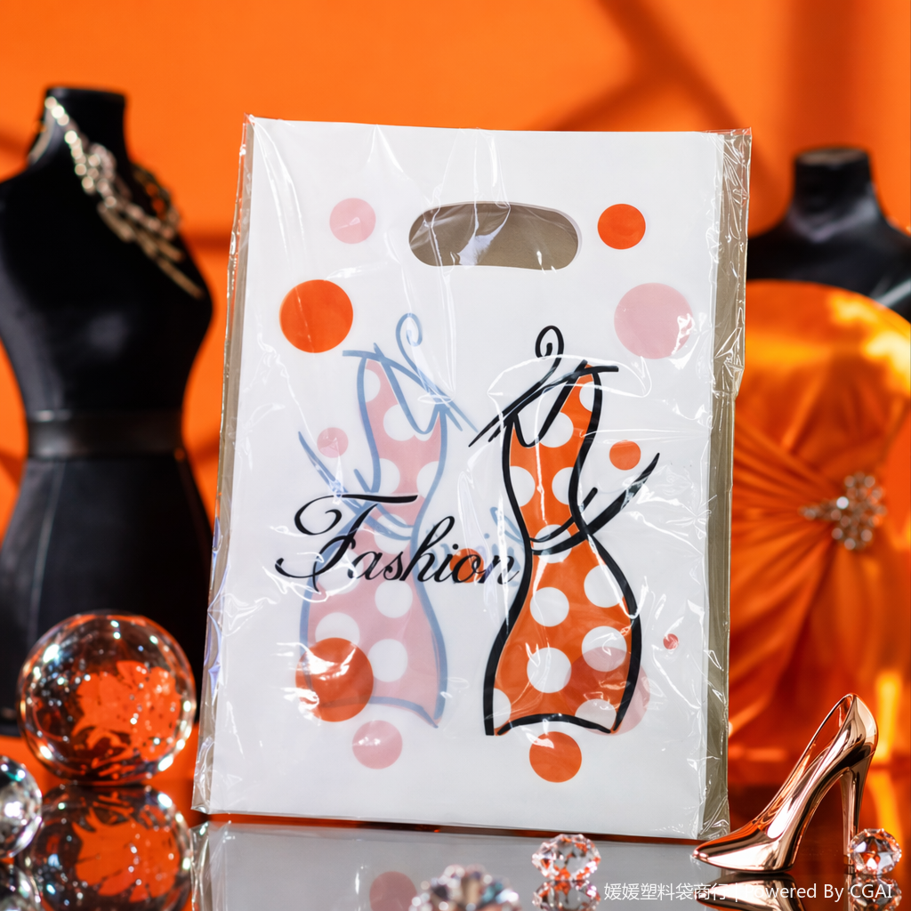 White polka dot plastic hand-held shopping bags, underwear, clothing and express delivery packaging bags Specification image