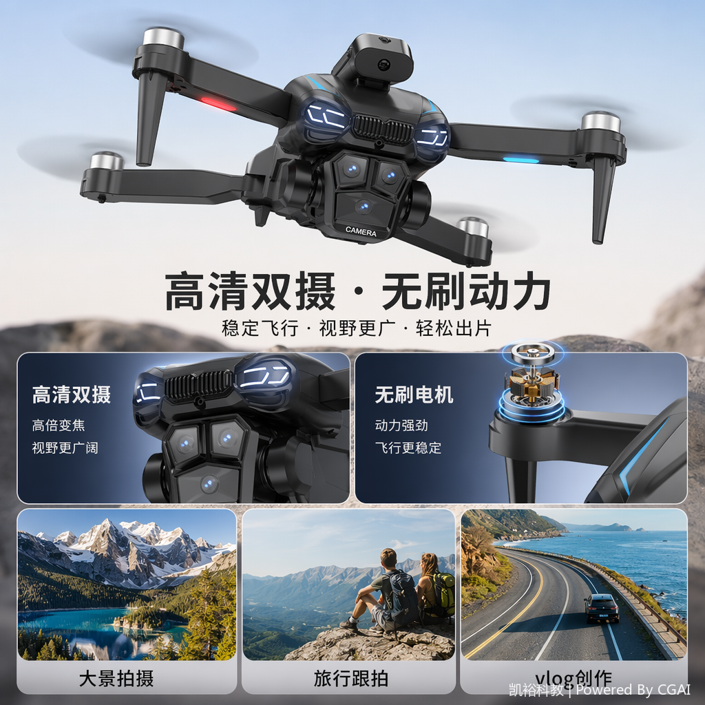 The Foozac intelligent obstacle avoidance drone features headless mode, altitude holding mode, WiFi FPV (dual-lens switching function), and remote lens adjustment function. Avoid obstacles on all sides
