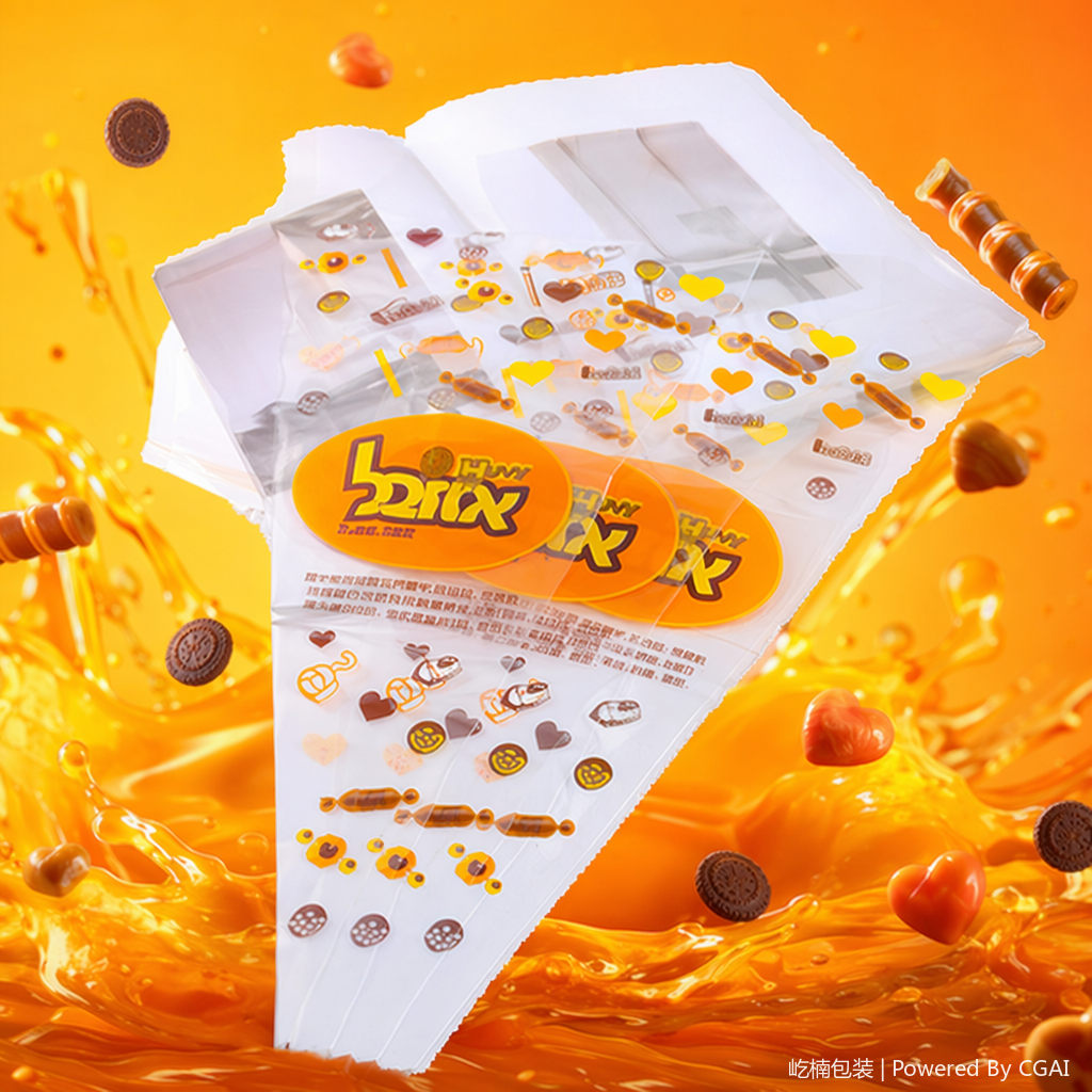 Orange aluminum foil self-standing and self-sealing food bag, dog food vacuum machine packaging bag with stickers Specification image