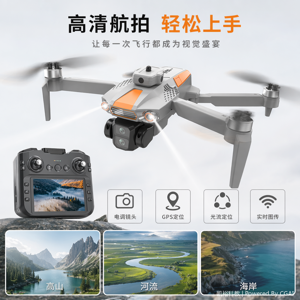 foozac跨境LF669无人机遥控带屏无刷马达高清航拍GPS智能定位遥控飞行器