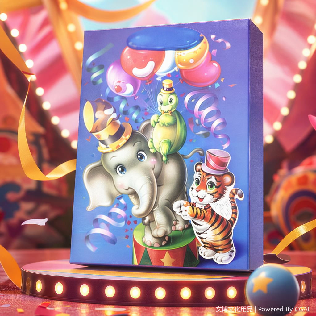 Blue background cartoon animal gift bags, souvenir packaging boxes, accessory packaging boxes, running light gift packaging Specification image