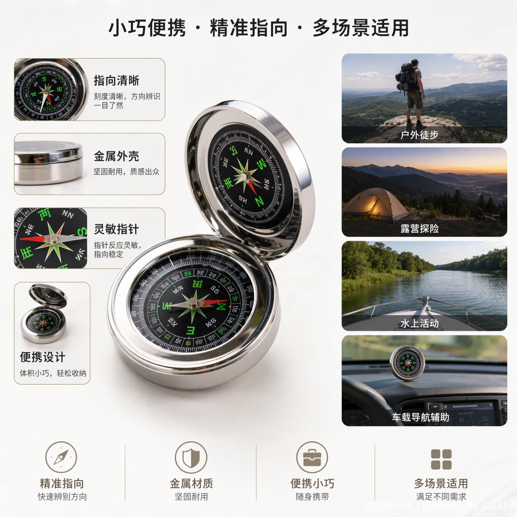 户外战术罗盘指北针 指南针测距功能 户外标识用