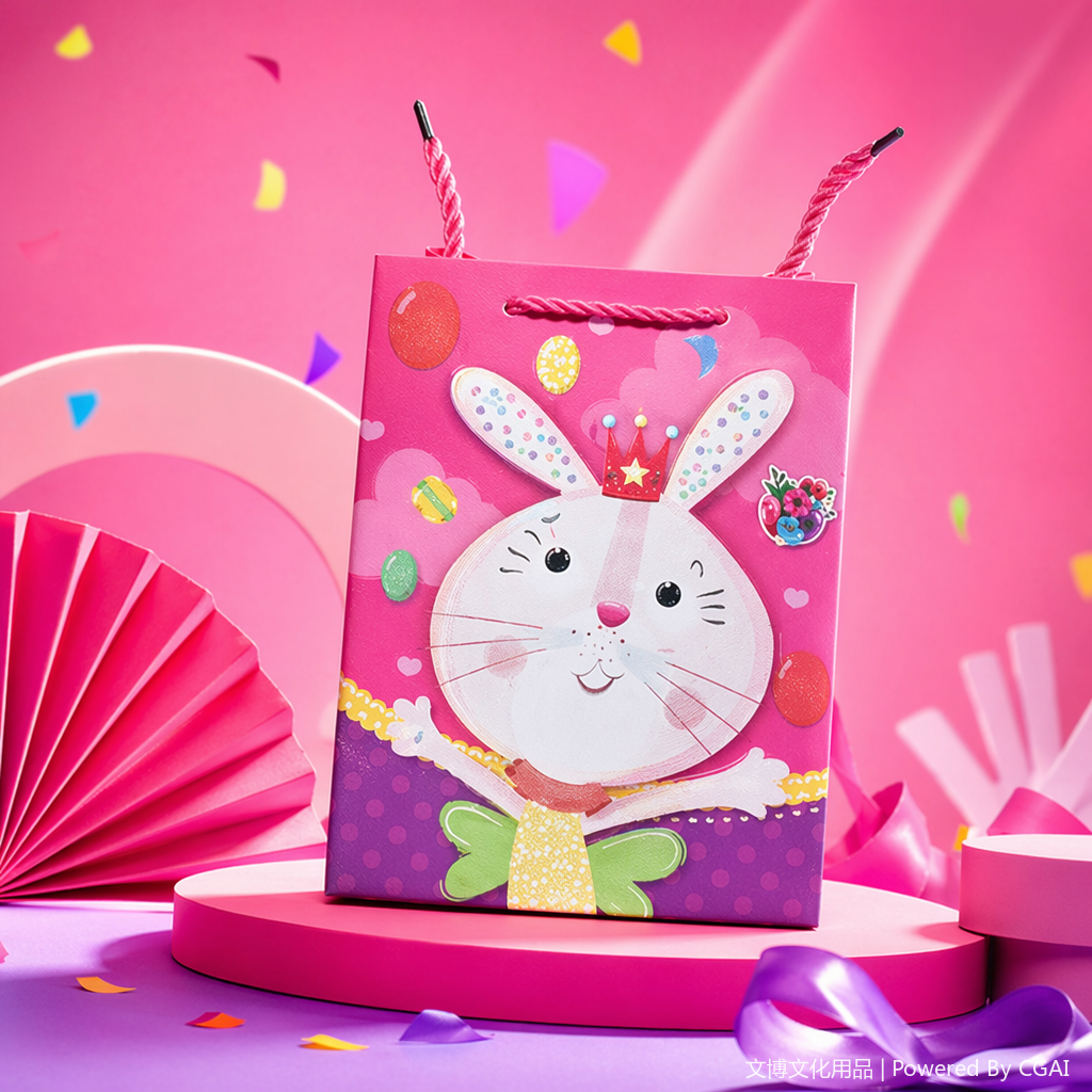 Pink rabbit gift bag, souvenir packaging box, running lighting fixture packaging box Specification image