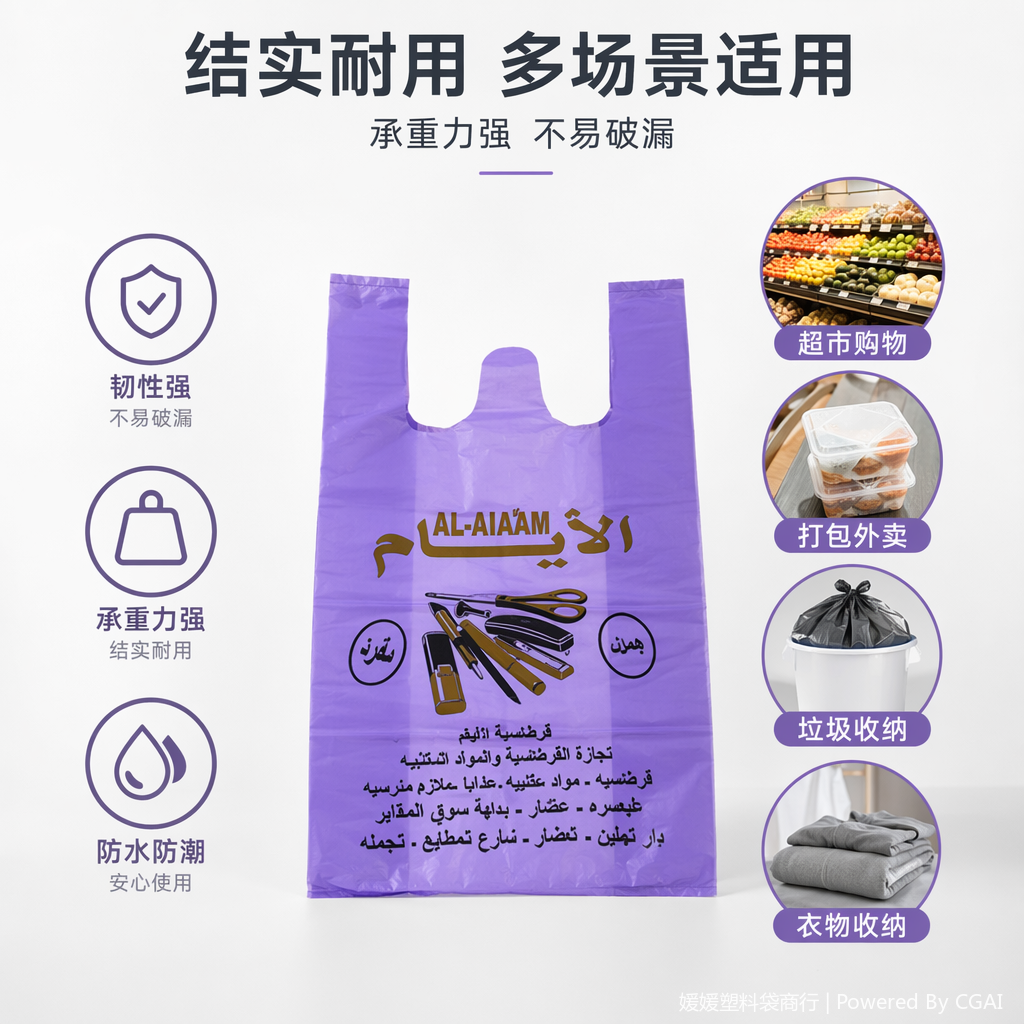 Purple tool-patterned square OPP plastic clothing bag and underwear packaging bag