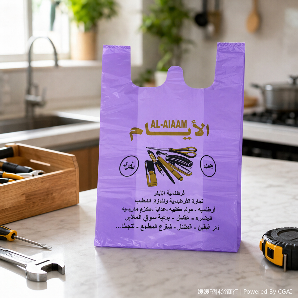 Purple tool-patterned square OPP plastic clothing bag and underwear packaging bag details Picture