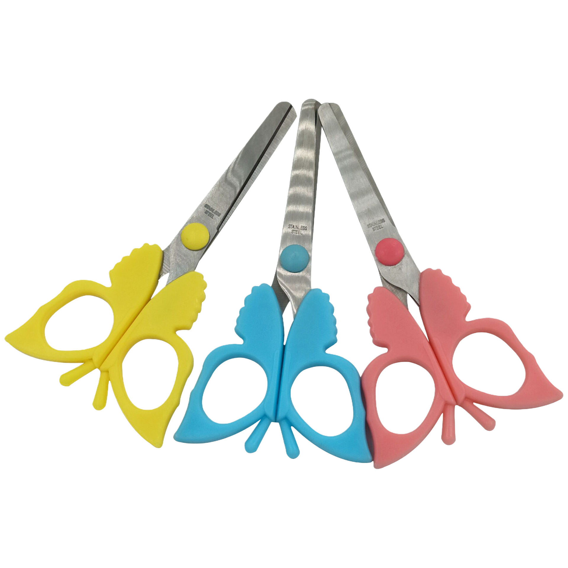 Colorful butterfly-shaped children's safety scissors and other scissors with round heads are suitable for use in kindergartens Item Picture