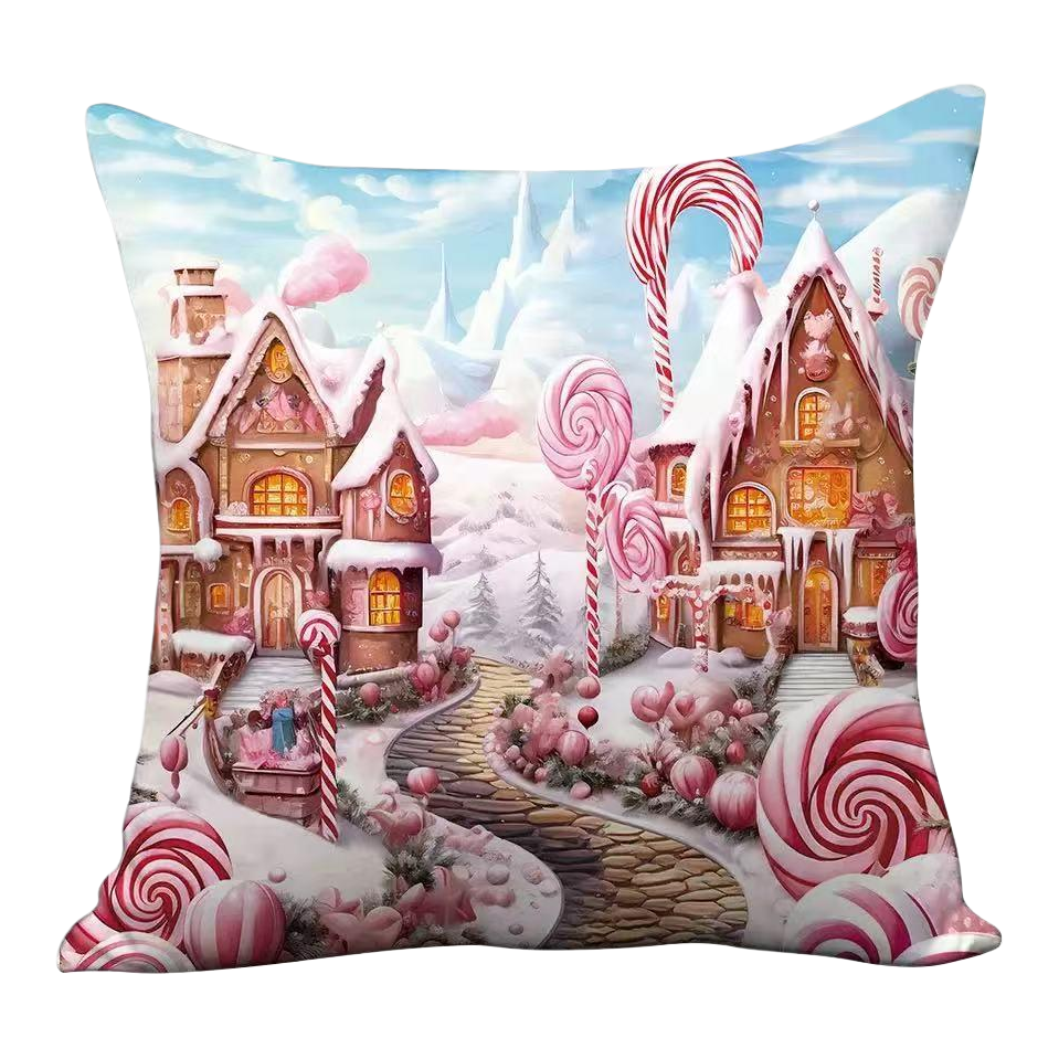 Pink candy fairy tale Village tufted Tibetan-style cushion pillow custom-made Item Picture