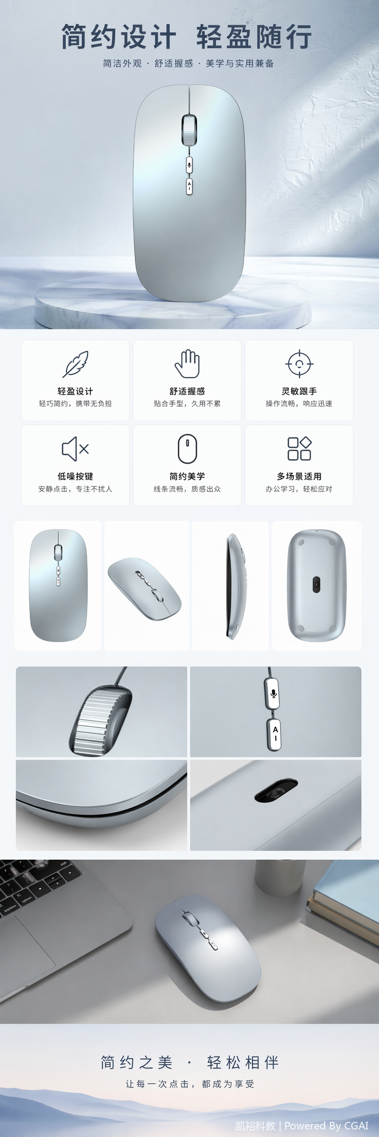 Фузак, существующая модель AI голосовой мыши беспроводной bluetooth, переводит и пишет формы искусственного интеллекта pic 1