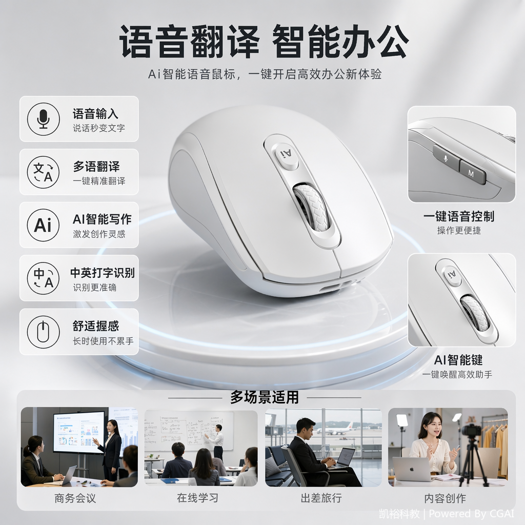 foozacAI mouse is smart for writing, voice typing, translation, wireless Bluetooth charging, portable computers, laptops and office use
