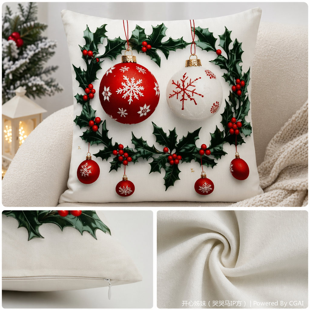 Custom-made Tibetan tufted pillow cushions with Christmas decorative patterns
