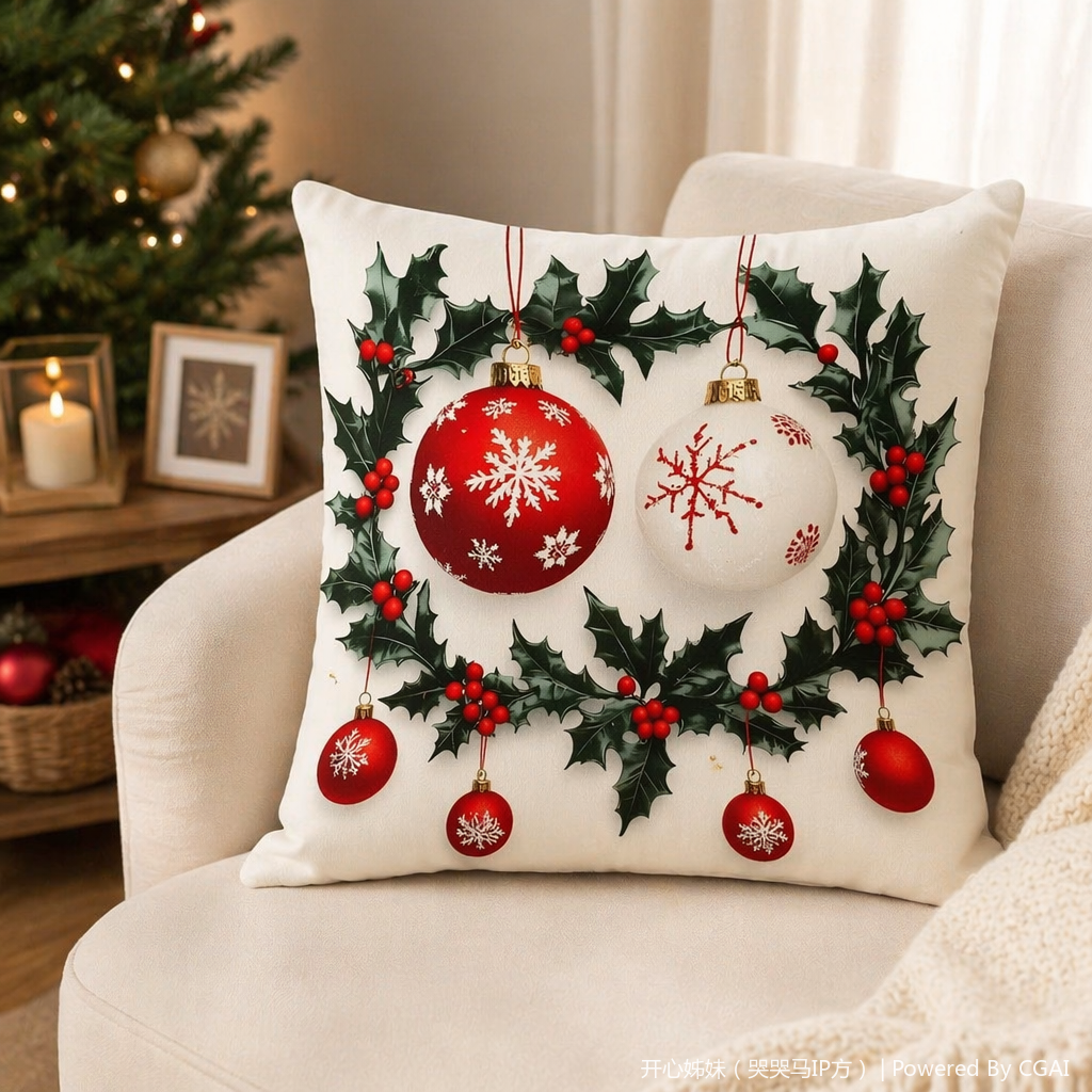 Custom-made Tibetan tufted pillow cushions with Christmas decorative patterns details Picture
