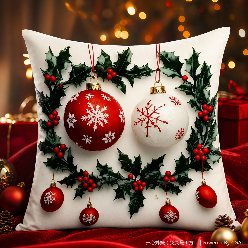 Custom-made Tibetan tufted pillow cushions with Christmas decorative patterns Specification image