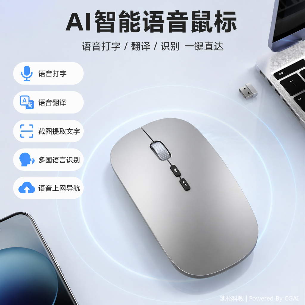 foozac's in-stock AI voice mouse, wireless Bluetooth, three-mode translation, writing, drawing, table, and artificial intelligence