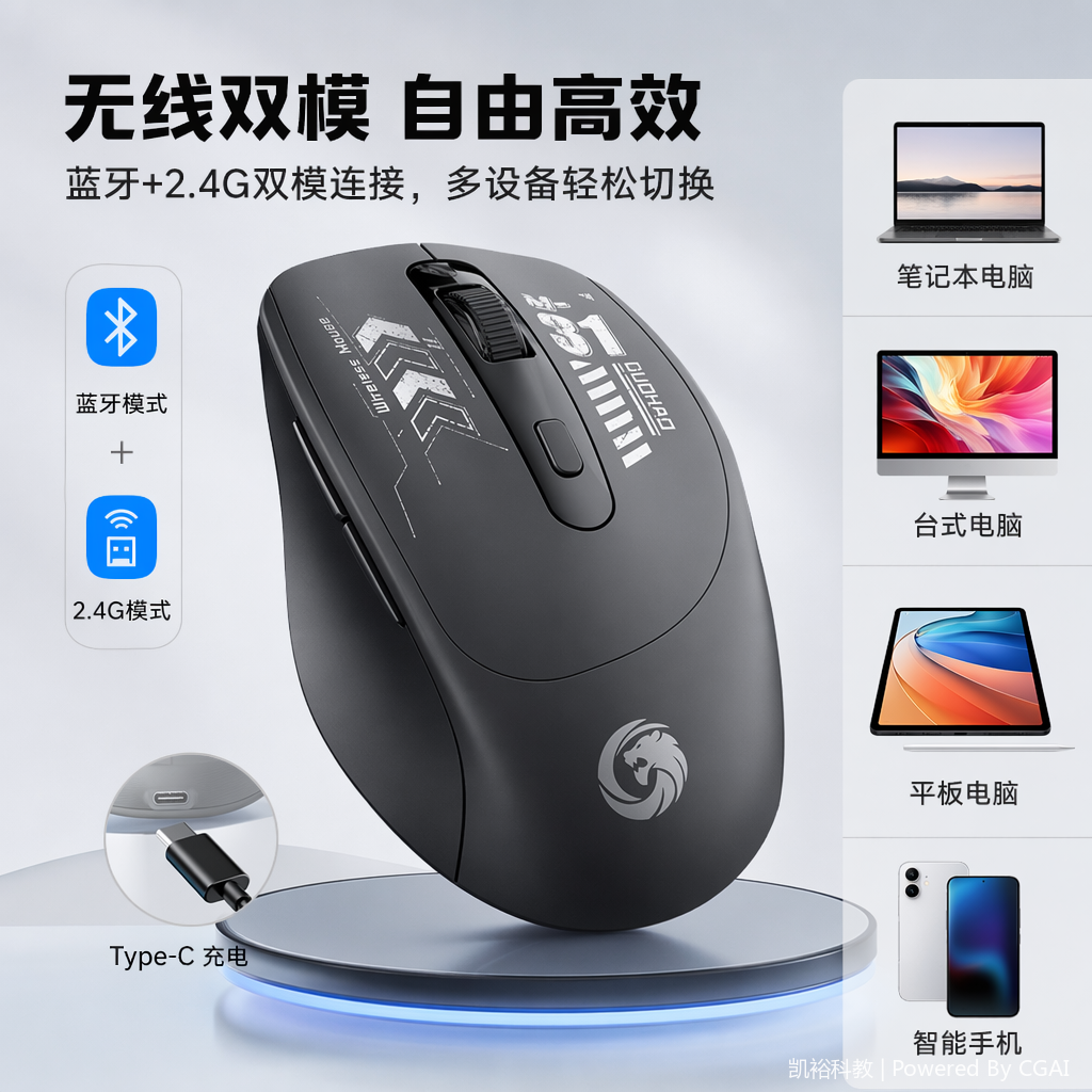 foozac Amazon bestseller Wireless mouse, silent, long-lasting, Type-c charging, dual-mode desktop laptop compatible