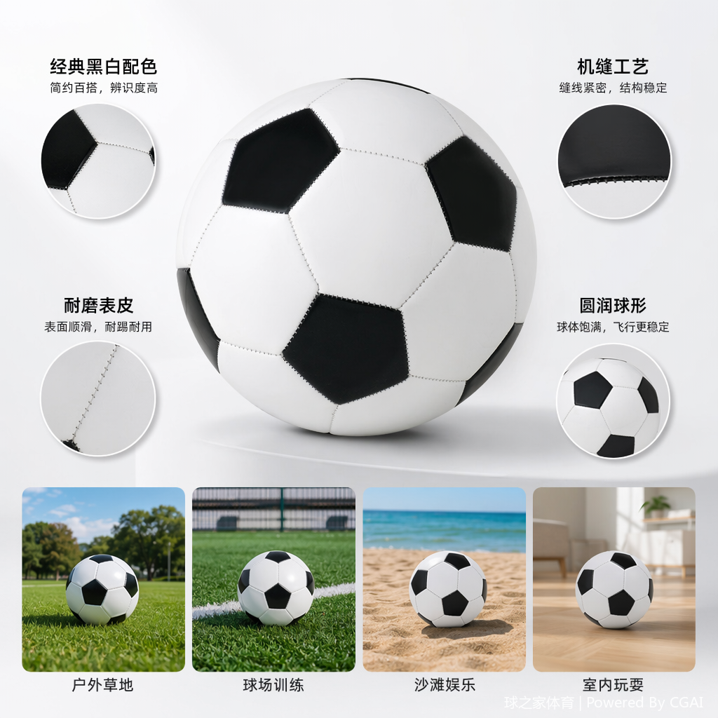 黑白足球世界杯解压橡胶足球时尚潮流