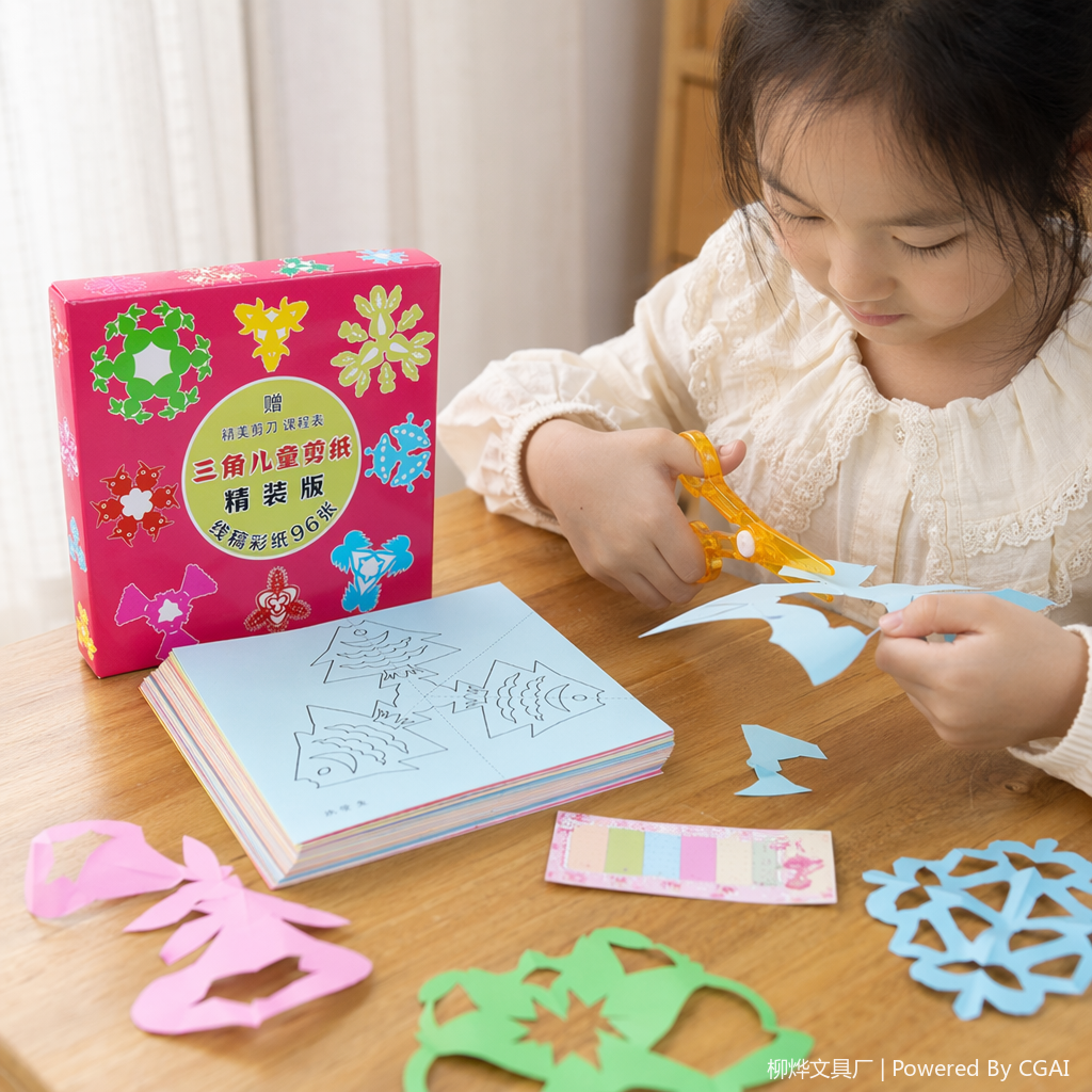 Pink packaging box children's paper-cutting set, drawing stationery, creative handicraft and educational toys details Picture