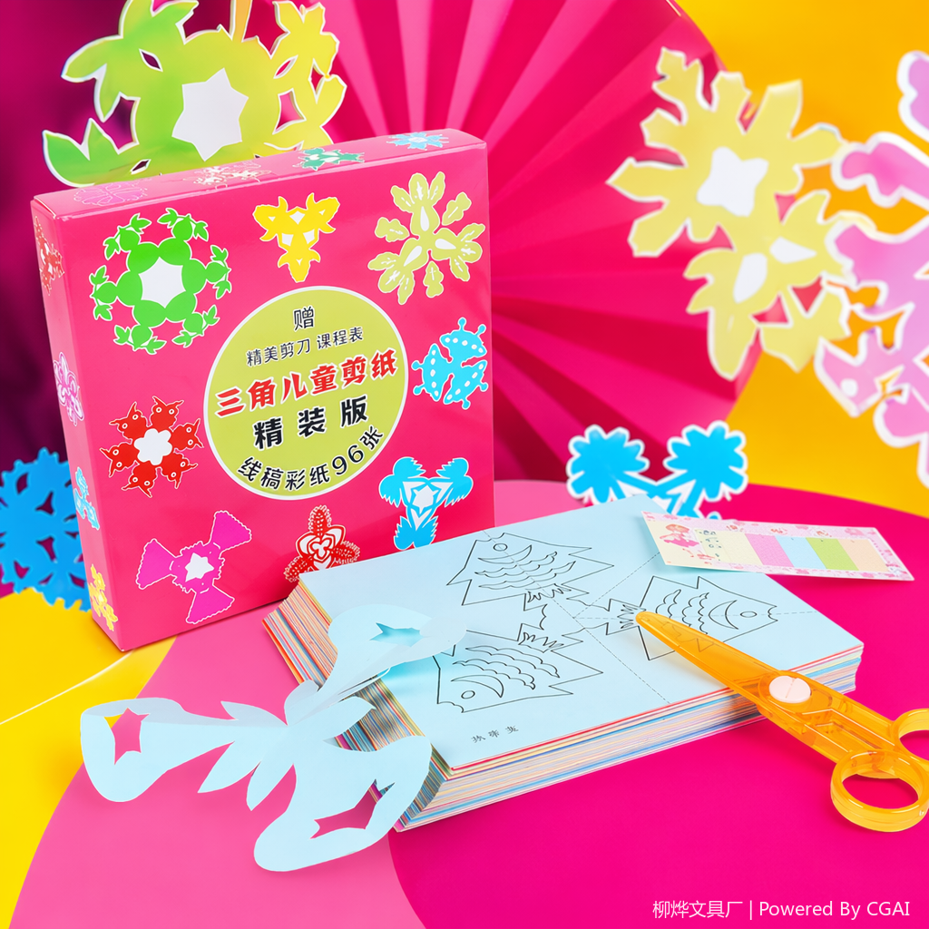 Pink packaging box children's paper-cutting set, drawing stationery, creative handicraft and educational toys Specification image