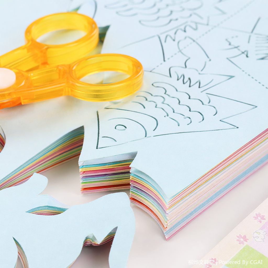 Pink packaging box children's paper-cutting set, drawing stationery, creative handicraft and educational toys Application Scenario