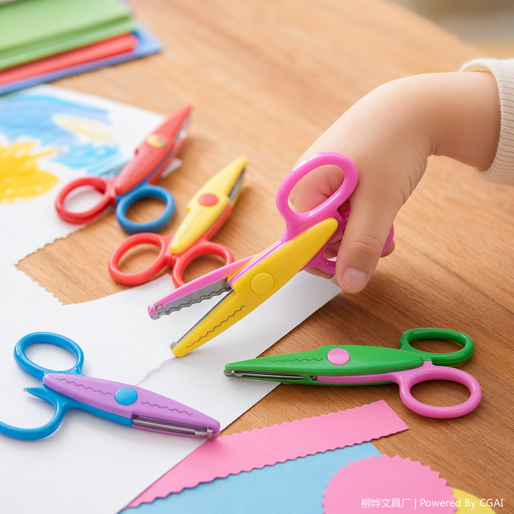 Colorful scissors set, other scissors, student hand paper-cutting, safety round head details Picture