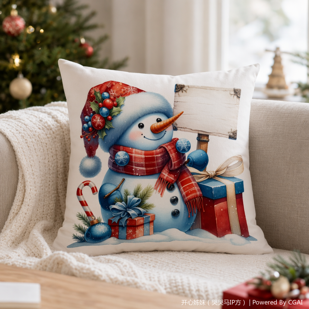 Christmas snowman tufted Tibetan-style cushion pillow quilt can be customized as a warm and festive home product details Picture