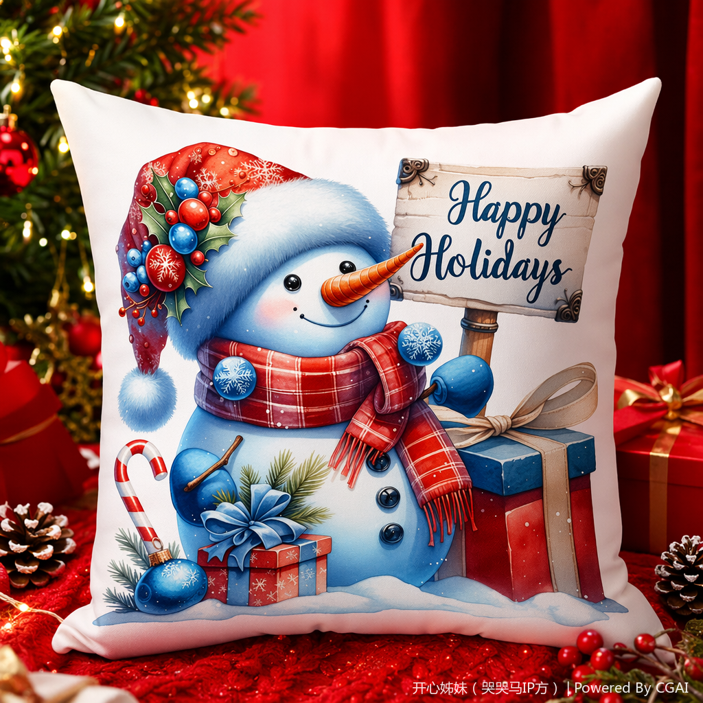 Christmas snowman tufted Tibetan-style cushion pillow quilt can be customized as a warm and festive home product Specification image