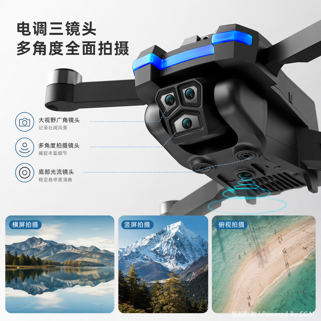 FOOZAC Cross-border S8S triple-camera aerial photography brushless drone Remote control aircraft toy quadcopter optical flow obstacle avoidance