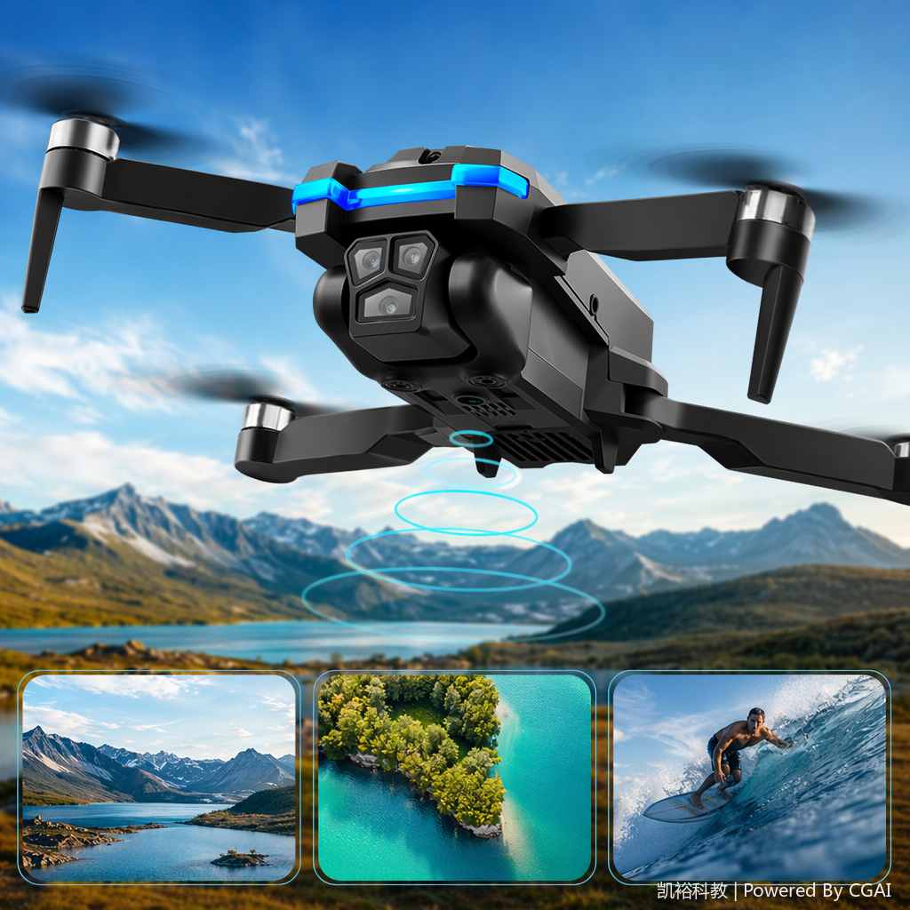 FOOZAC Cross-border S8S triple-camera aerial photography brushless drone Remote control aircraft toy quadcopter optical flow obstacle avoidance Specification image
