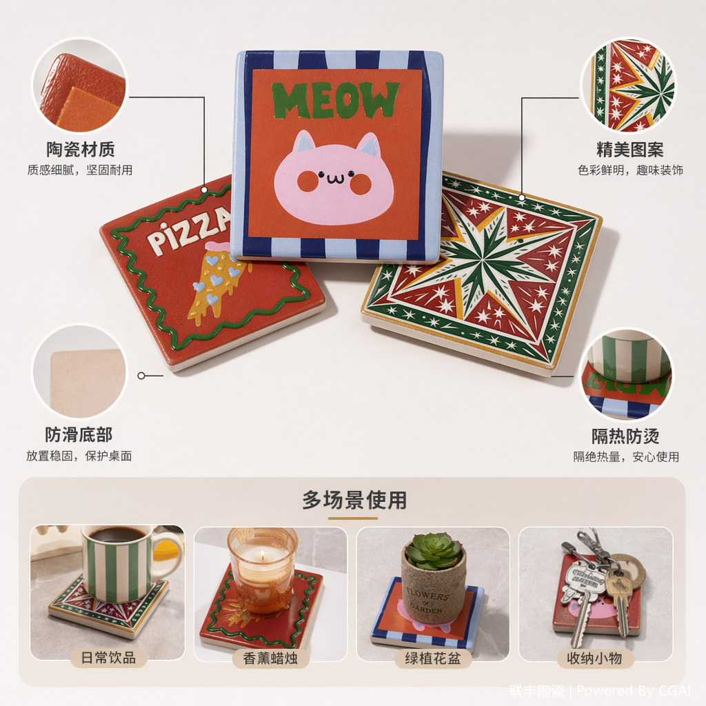 文创陶瓷世界各国冰箱贴磁贴定制180g