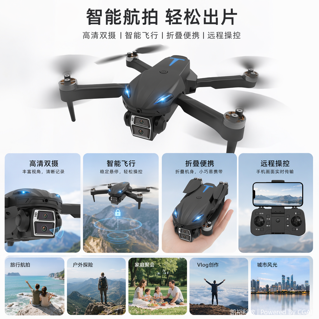foozac's new cross-border product, a high-definition aerial photography optical flow positioning folding brushless remote-controlled drone quadcopter