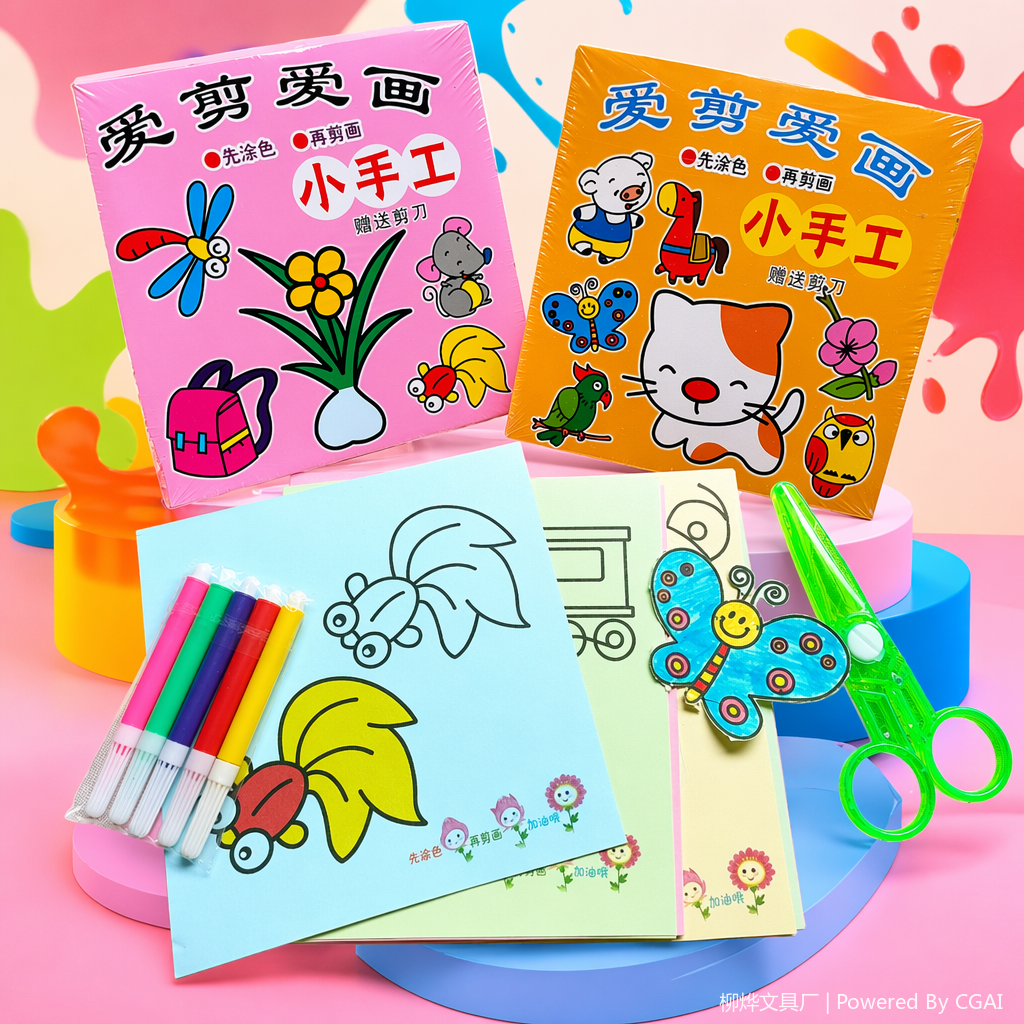 Colorful children's paper-cutting coloring set, other drawing stationery, creative handicraft educational toys Specification image