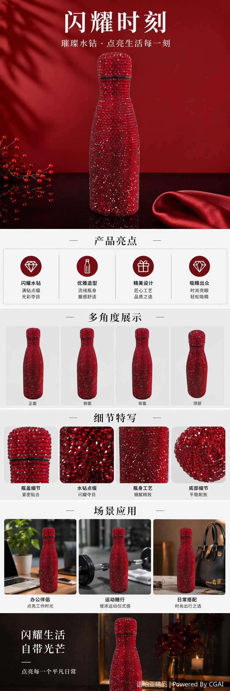 红色钢化玻璃茶杯水杯 保温玻璃杯详情1