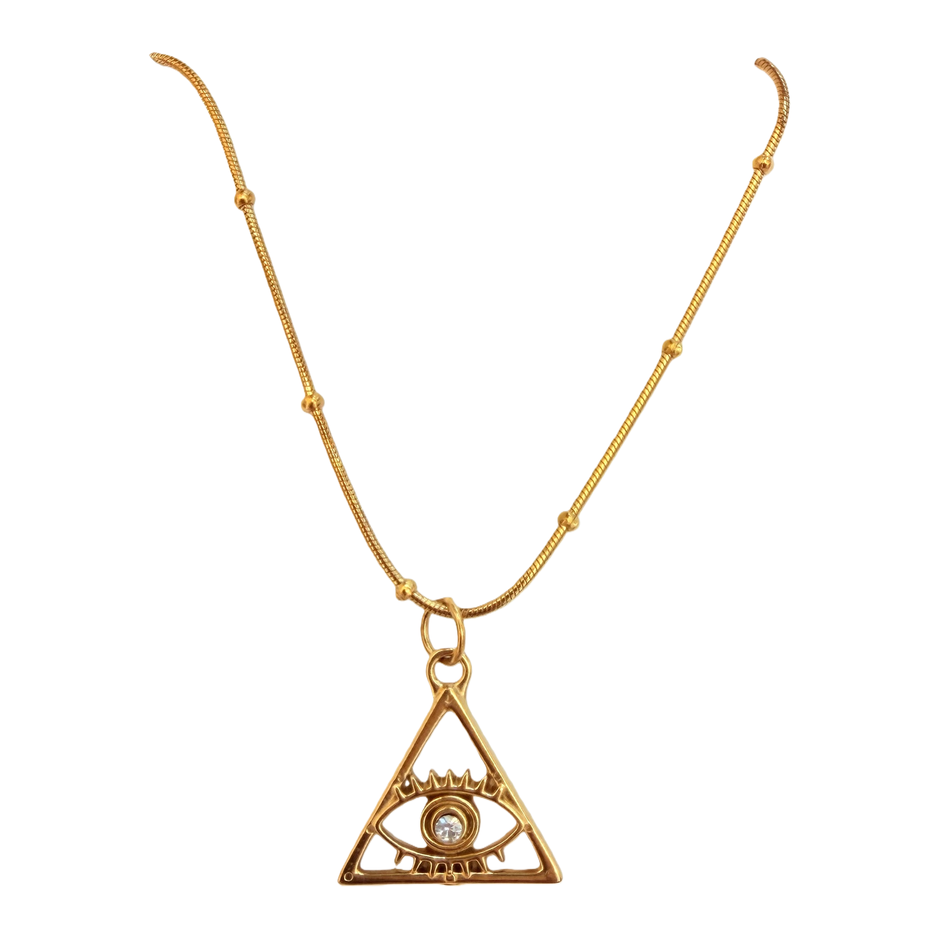 Horus Eye three-dimensional pendant snake bone chain, a mysterious and retro accessory with a medieval European and American style, exuding a high-end atmosphere. Stainless steel decorative necklace Item Picture