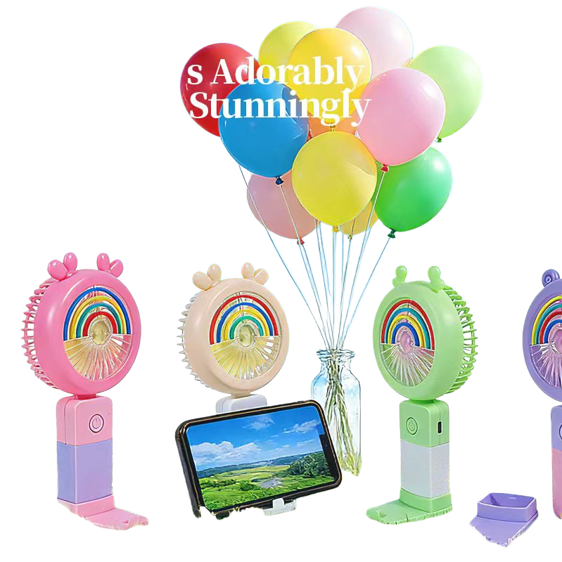 Cartoon mini handheld fan with light Item Picture